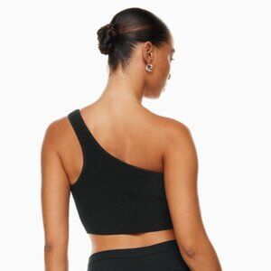Babaton Sculpt Knit One-Shoulder Cropped Tank Black L
